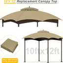 Replacement Gazebo Canopy Top Cover for 10 x 12, Double Tiered Waterproof Canopy Roof for Lowe's Allen Roth Gazebo #GF-12S004B-1 (Khaki)