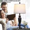 Rinweey 27'' Black Table Lamps Set of 2, 3 Way Touch Control Living Room Lamps with USB A+C Ports, Modern Bedside Lamps, Elegant Metal Nightstand Lamps for Bedroom Office End Table Decoration