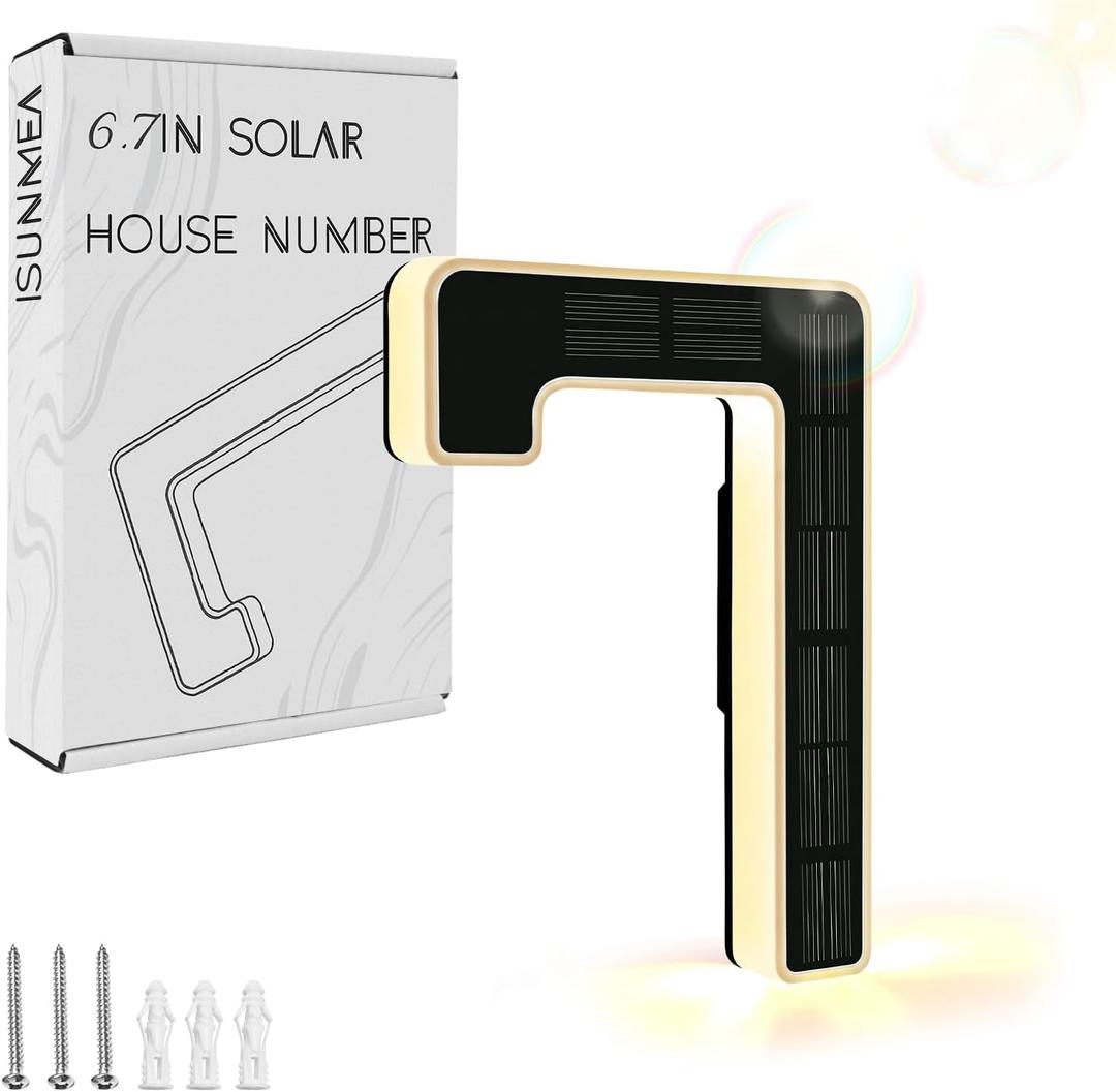 ISUNMEA 6.7 Inch Solar Lighted House Numbers for Outside, Light Up Waterproof LED Address Signs for Houses, Backlit Illuminated Exterior Modern House Numbers Light (7-Black, 6.7IN)