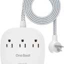 One Beat Desktop Power Strip with 3 Outlet 4 USB Ports 4.5A, Flat Plug and 5 ft Long Braided Extension Cords for Cruise Ship Travel Home Office, ETL Listed
