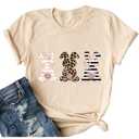 Yimoya Happy Easter Shirt Cute Easter Tees Leopard Bunny Rabbit Graphic Tees (XL, A-Cream)