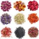 9 Bags Dried Flowers,100% Natural Dried Flowers Herbs Kit for Soap Making, DIY Candle Making,Bath - Include Rose Petals,Lavender,Don't Forget Me,Lilium,Jasmine,Rosebudsand More