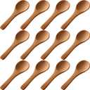 Boao 50 Pcs Small Wooden Spoons, 3.5'' L, Mini Wood Natural Tiny Spoons Wooden Little Teaspoons for Jars Sugar Creamer Honey Spices Salt Kitchen Supplies (Light Brown)