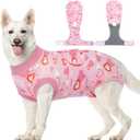 Kuoser Dog Surgery Recovery Suit, Valentine's Day Doggie Surgical Shirt for Female Male Dogs, Pet Onesies for Dogs XXL