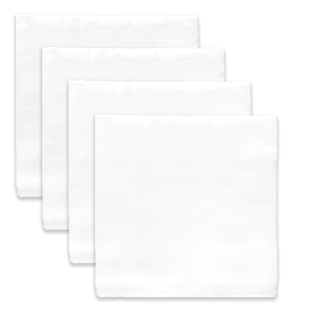 SwaddleDesigns Cotton Muslin Swaddle Blankets, Set of 4, Receiving Blankets for Baby Boys & Girls, Best Shower Gift, 46x46 inches, Pure White