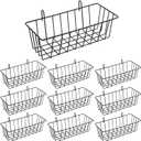 10 PCS Wall Grid Panel Hanging Wire Basket, Storage and Display Basket, No Drilling Wall Hanging Baskets, Grid Walls Accessory, for Kitchen Bathroom Home Decor Supplies, Black