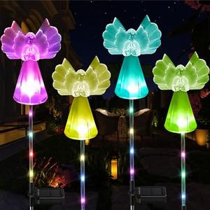XKYQSY Solar Angel Lights Outdoor Decor - 4 Pack Decorative Color Changing Waterproof LED Angel Stake Lights for Cemetery Grave Garden Patio Yard Art Lawn Decoration, Grave Markers, Memorial Gifts