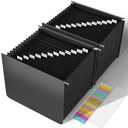 TOPCJ Black Hanging File Folders,Expanding File Organizer,File Cabinet Letter Size,13 Innovative Accordion Pockets,Monthly Tabs,Large Capacity, Durable Plastic Desk Organizer 2 Black