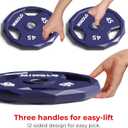 Mikolo Olympic Weights Set 2-Inch Rubber Coated Plates, 12-Sided Non-Roll Weight Plates Grip with 3 Handles for Home Gym, Strength Training, Single, Pair and Sets (45 LB)