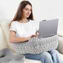 DONAMA Reading Pillow for Gaming, Lap Desk Pillow for Laptop, Arm Rest Pillow with Side Pockets, Memory Foam Bed Rest Pillow for Reading, Working, Gaming, Writing in Bed Couch Floor (Dark Grey)