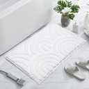 White Bathroom Rugs 19'' X 32'', Non-Slip Machine Washable Bath Mats Absorbent Soft Bath Rug for Shower, Bathroom Floor Tub Mat, Bedroom Rug
