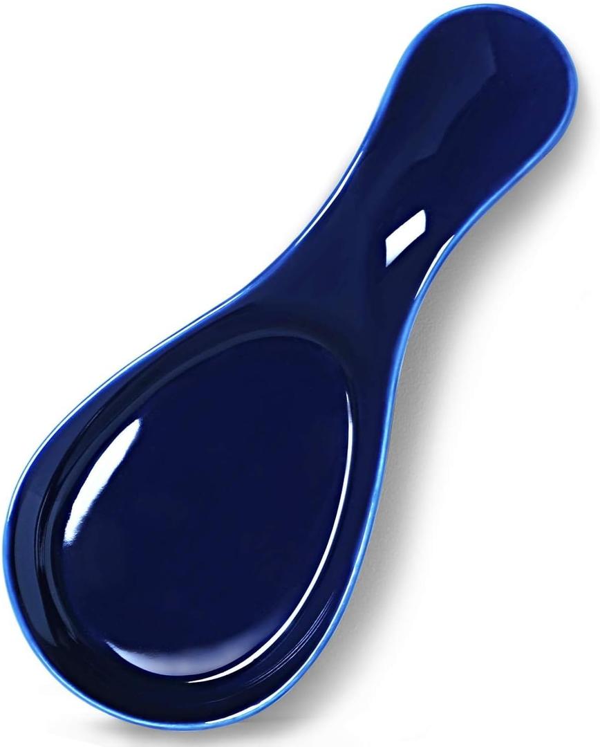 GDCZ Porcelain Spoon Rest - Large Spoon Holder Utensil Rest for Kitchen Counter Stove Top, Navy