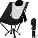 Camping Chairs for Adults, Supports 600 Lbs Lightweight Folding Camping Chair, Collapses to Size of Water Bottle Portable Camping Chair for Outdoor, Beach, Lawn, Travel, Picnics (Black High Back)