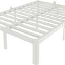 White Bed Frame Queen Size 14 Inch, Metal Queen Bed Frame No Box Spring Needed, Heavy Duty Steel Support 3500 LBS, DIY Headboard, Noiseless, Round Corner Legs, Storage Space, Easy Assembly