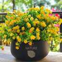 Grunyia 12 Bundles Artificial Flowers for Outdoors, UV Resistant Fake Flowers with Plastic Plants, Faux Flowers for Outside Window Box Front Porch Hanging Planter Decor (Yellow)