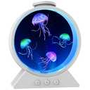Eyesound Jellyfish Lamp,Whisper-Quiet Sensory Aquarium Light,7 Color Mood Night Light with Adjustable Water Flow & 8H Timer,Rounded Tank Lamp for Home Office Bedroom Decor for Kids Adults(White)