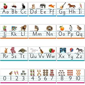 Zonon Alphabet & Number Bulletin Board Set  Manuscript ABC 0-10 Wall Decor, Pre-K/Kindergarten Classroom Decor, Back to School Learning Posters for Kids Playroom Nursery