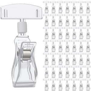 50pcs plastic sign Holder clips sign clips for display Rotatable acrylic Signs Holders Stand for Label Acrylic Double Sided Swivel Price Tag Holders for Sale Label Signs Display