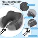 ATOMUS Neck Pillow Set with Eye Mask & Earplugs - Memory Foam Travel Pillow, Adjustable Strap, Removable Cover, 360° Support for Airplane, Office, Home