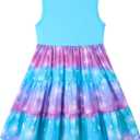 Lovekider Little Girls Casual Cotton Sleeveless Dresses Summer Swing Twirly Sundress Kids 3D Cute Sun Dress 4-8T (6 Years, Blue-purple Mermaid)