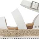 Soda Style Bryce ~ Open Toe Two Bands Espadrille Jute Platform Wedge Casual Fashion Flatform Sandals with Buckle Ankle Strap 6
