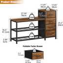 EXOTICA Industrial Shoe Storage Bench with 4 Drawers & Seat, Rustic Brown, Large