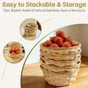 Nexboraque 12 Pack Round Gift Baskets, 7 Inch Bamboo Bread Fruit Basket Small Handwoven Bread Roll Serving Basket Bulk for Kitchen Restaurant Display Decor
