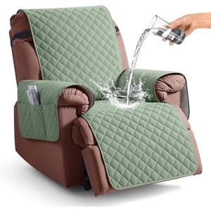 KinCam 100% Waterproof Recliner Chair Cover, Reclining Couch Covers for Pets, Dogs, Recliner Couch Slipcover Furniture Protector with Elastic Straps for Kids(23.6", Sage Green)