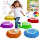 Rechargeable Stepping Stones for Kids, 6pcs Music and Light Up Non-Slip Balance Sensory Toys for Toddler, Kids Indoor and Outdoor Play Equipment, Birthday Gifts Toys for 2 3 4 5+ Year Old Kids (Rainbow)