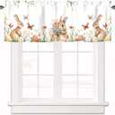 Easter Valances for Kitchen Windows, Easter Egg Bunny Valance Window Treatments Farmhouse Rod Pocket Small Short Curtains for Living Room Bedroom Decor 42x12 Inch (Sy-fhj0032)