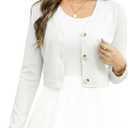 Women's 2026 Button Down Cardigan Sweater Bolero Shrug Long Sleeve Cropped Cardigan Knit Sweaters (Large, Off-white-6326)