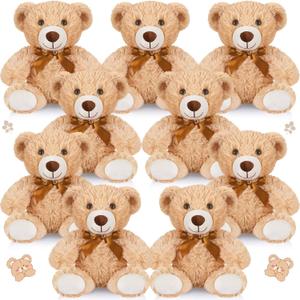 HyDren 9 Pcs 14 Inch Stuffed Animals Bears Bulk Soft Animal Bears Cute Dolls Gift for Valentine Wedding Mom Christmas Shower Birthday Gift Home Decor(Light Brown)