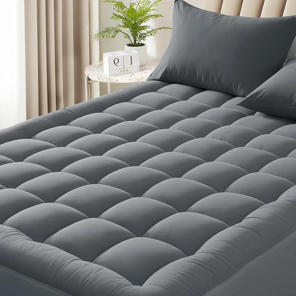 600GSM Mattress Pad Pillow Top Mattress Cover Mattress Protector Cotton Top Deep Pocket Fitted Cover Soft Supportive (Gray, Twin)