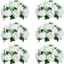 NUPTIO White Flower Centerpieces for Tables: 6 Pcs Artificial Flower Ball Arrangement for Wedding Party - 9.5 Inch Diameter Fake Floral Rose for Bridal Shower Decorations