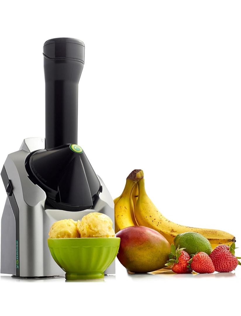 Yonanas Classic Frozen Fruit Soft Serve Maker for Healthy Vegan and Dairy-Free Treats, 200W Silver Machine with 36 Recipes, BPA Free, Easy to Clean, Quick and Simple to Use