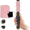 Ukliss 1 Inch Mini Curling Iron, Travel Small Curler for Medium-Long Hair, Soft Waves & Loose Curls, 30s Fast Heat, Dual Voltage, Anti-Scald Tip, EU/UK Adapter & Heat Mat (Black)