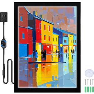 27 x 40 Inch Led Movie Poster Frame, Backlit Poster Frame Light Box Display, Wall Mounting, Aluminum Profile, Magnetic Frame for Movie Poster Advertising Display (Black)