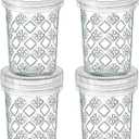 4 Pack Glass Canning Jars with Lids, Glass jars with Airtight Lids, 20 oz Wide mouth Mason Salad jars,BPA Free Food Storage Containers for Yogurt Spice Sugar, fridge dishwasher safewhite