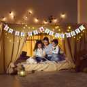 Marsui 2 Pcs Happy Sukkot Wooden Beads Garland Rustic Farmhouse Banner Flag for Sukkot Decorations Beaded for Shelf Display Fireplace Wall Jute Jewish Holiday Party Supplies