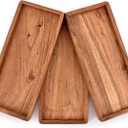 NIRMAN Acacia Wood Rectangular Wooden Platters for Home Decor, Food, Vegetables, Fruit, Charcuterie, Appetizer Serving Tray (13" x 5.5" x 0.75") (Set of 3)