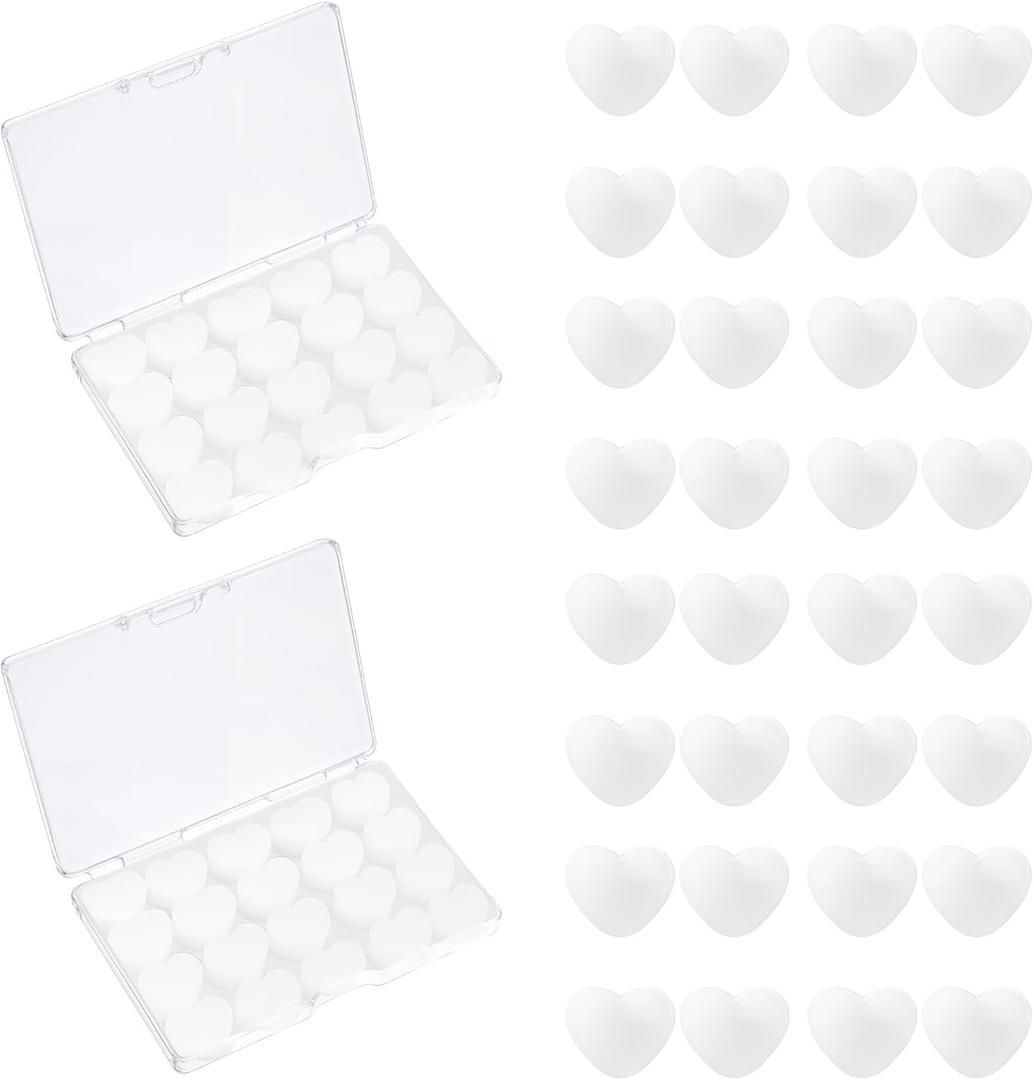 40 PCS Wax Ear Plugs for Sleeping, Moldable Ear Plugs, Reusable Noise Cancelling Earplugs, Waterproof Swimming Earplugs for Snoring, Travel, Concerts, White Heart