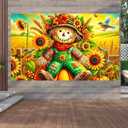 Fall Thanksgiving Banner Autumn Scarecrow Sunflower Party Backdrop Banner 71x43 Inchs Fall Thanksgiving Farmhouse Photography Backdrop Decorations Autumn Theme Party Supplies