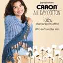 Caron All Day Cotton - 3 Pack of 173 Yards/3.52 oz White Shirt 100% Mercerized Cotton Yarn