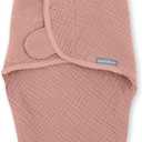 SwaddleMe by Ingenuity Muslin Original Swaddle, 100% Cotton, Size Small/Medium, for Ages 0-3 Months, 7-14 Pounds, Up to 26 Inches Long, 1.5 TOG - Blush