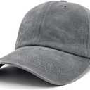 Washed Baseball Cap for Men Women, Vintage Cotton Dad Hat, Adjustable Strap, Soft Lightweight Low Profile Casual Everyday Hat (Grey)