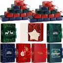 Cholemy 36 Pcs Christmas Gift Card Boxes Holder with Ribbon Paper Book Shaped Card Holders Merry Christmas Wrapping Boxes for Book Lover Candy Gift Elk Berry Sign Party Favors
