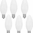 60W Incandescent Torpedo Tip Chandelier -Candelabra Flame Tip Frosted- 60W Equivalent Medium E12 Candelabra,Frosted Dimmable Light Bulbs and Medium E12 Base(6pack) (E12)