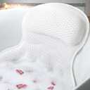 Bath Pillow Bathtub Pillow, Luxury Bath Pillows for Tub Neck and Back Support, Bath Tub Pillow Headrest with Soft 4D Mesh Fabric and Non-Slip Suction Cups, Relaxing Bath Accessories Spa Gifts (White)