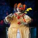 Halloween Animatronic Clown Decorations, Scary Halloween Animated Clown Outdoor Decorations with Creep Sound and Light Up Eyes, Sound Activated Horror Props Decor for Haunted House Indoor Outside Yard