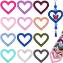 12 Pieces Silicone Ring Bead Silicone Beadable O Rings 65mm Silicone Ring with 2 Silicone Holes for DIY Keychain Car Charms Jewelry Making Pendants Multi Color Hearts